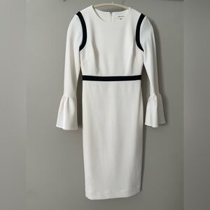 Calvin Klein White Dress with Black Accents